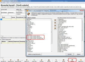 Vevő számla kereső oszlopok