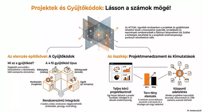 Projekt és gyűjtőkód infografika